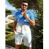 imageUOUA Mens Casual Button Down Shirts Short Sleeve Summer Textured Tops for Beach VacationGradient Blue