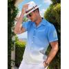imageUOUA Mens Casual Button Down Shirts Short Sleeve Summer Textured Tops for Beach VacationGradient Blue