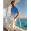 imageUOUA Mens Casual Button Down Shirts Short Sleeve Summer Textured Tops for Beach VacationGradient Blue