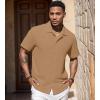 imageUOUA Mens Casual Button Down Shirts Short Sleeve Summer Textured Tops for Beach VacationKhaki