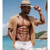 imageUOUA Mens Casual Button Down Shirts Short Sleeve Summer Textured Tops for Beach VacationKhaki