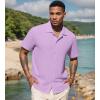 imageUOUA Mens Casual Button Down Shirts Short Sleeve Summer Textured Tops for Beach VacationLight Purple