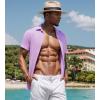 imageUOUA Mens Casual Button Down Shirts Short Sleeve Summer Textured Tops for Beach VacationLight Purple
