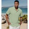 imageUOUA Mens Casual Button Down Shirts Short Sleeve Summer Textured Tops for Beach VacationPea Green