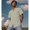 imageUOUA Mens Casual Button Down Shirts Short Sleeve Summer Textured Tops for Beach VacationPea Green
