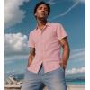imageUOUA Mens Casual Button Down Shirts Short Sleeve Summer Textured Tops for Beach VacationPink