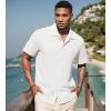 imageUOUA Mens Casual Button Down Shirts Short Sleeve Summer Textured Tops for Beach VacationWhite