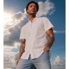 imageUOUA Mens Casual Button Down Shirts Short Sleeve Summer Textured Tops for Beach VacationWhite