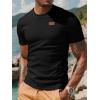 imageUOUA Mens Crewneck Sweatshirts Soild Color Geometric Texture T Shirts Short Sleeve Casual Pullover ShirtBlack
