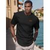 imageUOUA Mens Crewneck Sweatshirts Soild Color Geometric Texture T Shirts Short Sleeve Casual Pullover ShirtBlack
