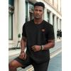 imageUOUA Mens Crewneck Sweatshirts Soild Color Geometric Texture T Shirts Short Sleeve Casual Pullover ShirtBlack