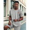 imageUOUA Mens Crewneck Sweatshirts Soild Color Geometric Texture T Shirts Short Sleeve Casual Pullover ShirtGrey