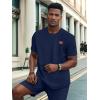 imageUOUA Mens Crewneck Sweatshirts Soild Color Geometric Texture T Shirts Short Sleeve Casual Pullover ShirtNavyblue