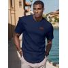 imageUOUA Mens Crewneck Sweatshirts Soild Color Geometric Texture T Shirts Short Sleeve Casual Pullover ShirtNavyblue