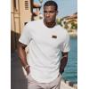 imageUOUA Mens Crewneck Sweatshirts Soild Color Geometric Texture T Shirts Short Sleeve Casual Pullover ShirtWhite