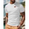 imageUOUA Mens Crewneck Sweatshirts Soild Color Geometric Texture T Shirts Short Sleeve Casual Pullover ShirtWhite
