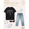 imageUOUA Mens Graphic Tees Vintage TShirts Oversized Letter Print Casual Crewneck Cotton Top Short Sleeve Rapper StreetwearPray Hand Graphic