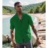 imageUOUA Mens Summer Button Down Shirts Short Sleeve Textured Beach Shirt Casual Hawaiian Vacation TopsEmerald