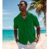 imageUOUA Mens Summer Button Down Shirts Short Sleeve Textured Beach Shirt Casual Hawaiian Vacation TopsEmerald