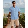imageUOUA Mens Summer Button Down Shirts Short Sleeve Textured Beach Shirt Casual Hawaiian Vacation TopsLight Blue