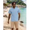 imageUOUA Mens Summer Button Down Shirts Short Sleeve Textured Beach Shirt Casual Hawaiian Vacation TopsLight Blue