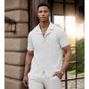 imageUOUA Mens Summer Button Down Shirts Short Sleeve Textured Beach Shirt Casual Hawaiian Vacation TopsWhite