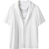 imageUOUA Mens Summer Button Down Shirts Short Sleeve Textured Beach Shirt Casual Hawaiian Vacation TopsWhite