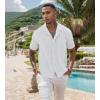 imageUOUA Mens Summer Button Down Shirts Short Sleeve Textured Beach Shirt Casual Hawaiian Vacation TopsWhite