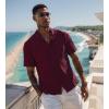 imageUOUA Mens Summer Button Down Shirts Short Sleeve Textured Beach Shirt Casual Hawaiian Vacation TopsWine Red