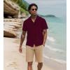 imageUOUA Mens Summer Button Down Shirts Short Sleeve Textured Beach Shirt Casual Hawaiian Vacation TopsWine Red