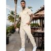 imageUOUA Mens Sweat Suits Set Tracksuit 2 Piece Outfits Short Sleeve Casual Sweatshirt ampamp Loose Jogging PantsBeige