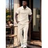 imageUOUA Mens Sweat Suits Set Tracksuit 2 Piece Outfits Short Sleeve Casual Sweatshirt ampamp Loose Jogging PantsBeige