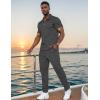 imageUOUA Mens Sweat Suits Set Tracksuit 2 Piece Outfits Short Sleeve Casual Sweatshirt ampamp Loose Jogging PantsDark Grey