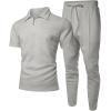 imageUOUA Mens Sweat Suits Set Tracksuit 2 Piece Outfits Short Sleeve Casual Sweatshirt ampamp Loose Jogging PantsGrey
