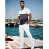 imageUOUA Mens Sweat Suits Set Tracksuit 2 Piece Outfits Short Sleeve Casual Sweatshirt ampamp Loose Jogging PantsGreyblockwhite