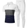 imageUOUA Mens Sweat Suits Set Tracksuit 2 Piece Outfits Short Sleeve Casual Sweatshirt ampamp Loose Jogging PantsGreyblockwhite