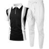 imageUOUA Mens Sweat Suits Set Tracksuit 2 Piece Outfits Short Sleeve Casual Sweatshirt ampamp Loose Jogging PantsGreystripe White