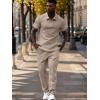 imageUOUA Mens Sweat Suits Set Tracksuit 2 Piece Outfits Short Sleeve Casual Sweatshirt ampamp Loose Jogging PantsKhaki