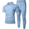 imageUOUA Mens Sweat Suits Set Tracksuit 2 Piece Outfits Short Sleeve Casual Sweatshirt ampamp Loose Jogging PantsLight Blue