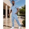 imageUOUA Mens Sweat Suits Set Tracksuit 2 Piece Outfits Short Sleeve Casual Sweatshirt ampamp Loose Jogging PantsLight Blue