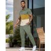 imageUOUA Mens Sweat Suits Set Tracksuit 2 Piece Outfits Short Sleeve Casual Sweatshirt ampamp Loose Jogging PantsYellowblockgreen