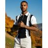 imageUOUA Mens Zipper Polo Shirts Short Sleeve Sweatshirts Soild Color Tops Striped Texture Casual Golf TBlackstripewhite