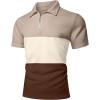imageUOUA Mens Zipper Polo Shirts Short Sleeve Sweatshirts Soild Color Tops Striped Texture Casual Golf TBlock Khaki