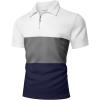 imageUOUA Mens Zipper Polo Shirts Short Sleeve Sweatshirts Soild Color Tops Striped Texture Casual Golf TBlock White