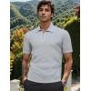 imageUOUA Mens Zipper Polo Shirts Short Sleeve Sweatshirts Soild Color Tops Striped Texture Casual Golf TGrey