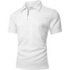 imageUOUA Mens Zipper Polo Shirts Short Sleeve Sweatshirts Soild Color Tops Striped Texture Casual Golf TWhite