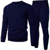 imageUOUA Mens 2 Piece Sweat Suits Set Long Sleeve Sweatshirt Jogging Sweatpants Tracksuits OutfitsNavy Blue
