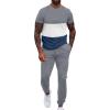 imageUOUA Mens 2 Piece Sweatsuits Outfits Short Sleeve Pullover Loungewear ampamp Joggers Sweatpants Summer Casual Track Suits SetGreyblockwhite