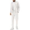 imageUOUA Mens 2 Piece Tracksuit Sets Casual Sweat Suits Outfit FullZip Jacket Jogging Pants Set for Sport AthleticWhite