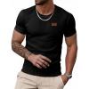 imageUOUA Mens Crewneck Sweatshirts Soild Color Geometric Texture T Shirts Short Sleeve Casual Pullover ShirtBlack